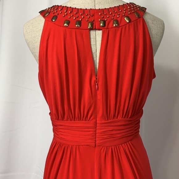 Jones Wear Beaded Ruffle Midi Dress - Red, Size 8 - Picture 5 of 10